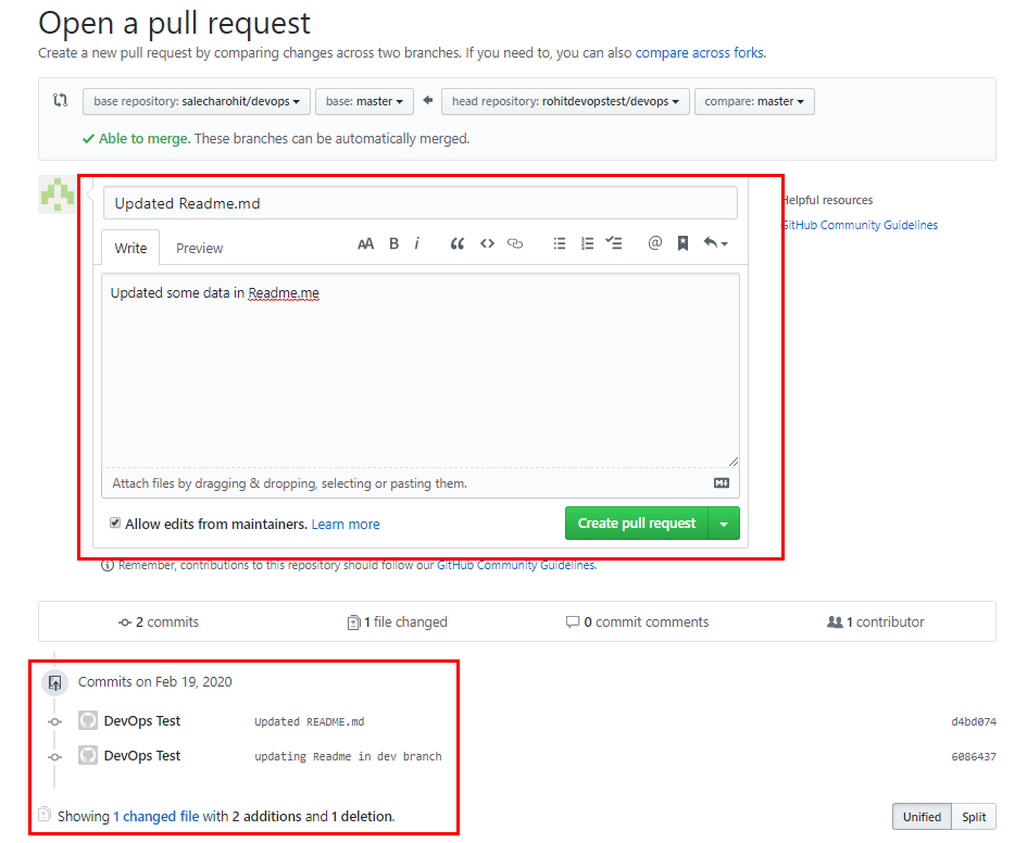 create pull request