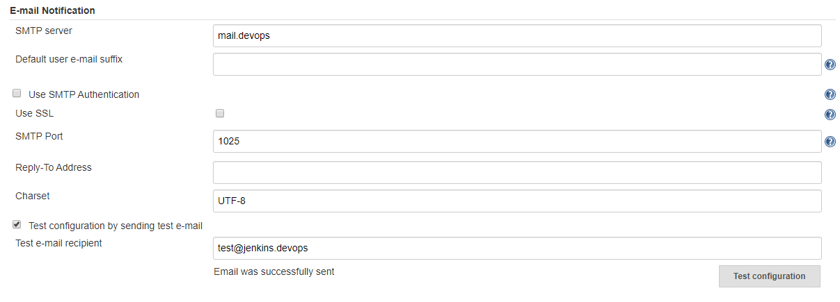 jenkins email configuration test